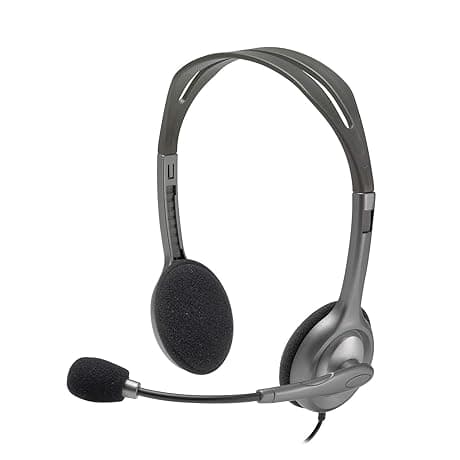 (Renewed) Logitech H110 Wired Headset, Stereo Headphones with Noise-cancelling Microphone, 3.5-mm Dual Audio Jack, PC/Mac/Lap