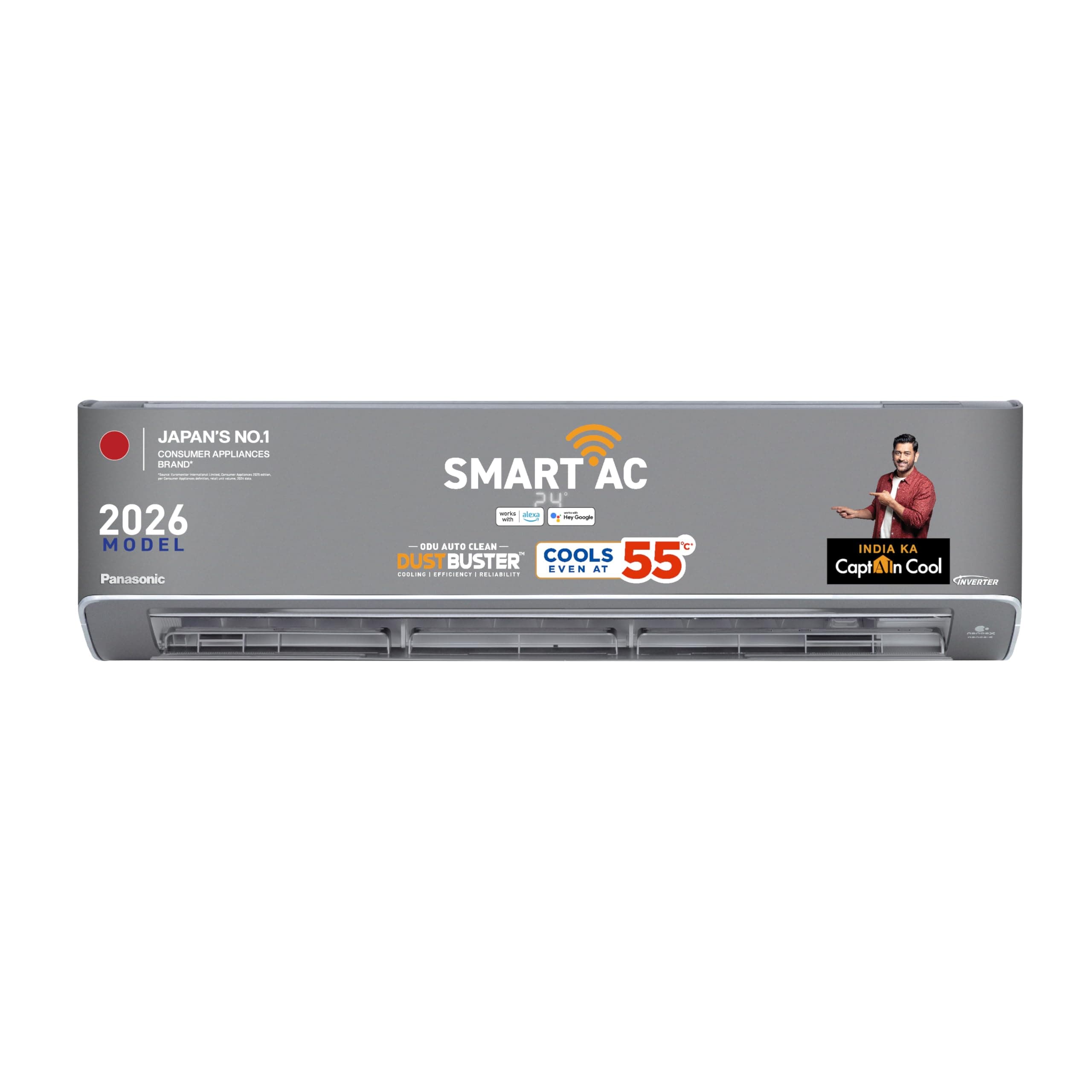 Panasonic 1.5 Ton 5 Star Premium WiFi Inverter Smart Split AC (DustBuster Tech, Matter Enabled, AI, nanoe, Higher Airflow, Copper Cond., 8in1 Converti...