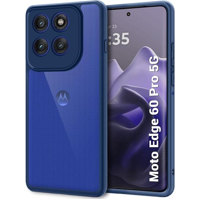 TheGiftKart Hybrid Shockproof Back Cover Case for Motorola Moto Edge 60 Pro 5G | Hard Back Cover Case for Motorola Edge 60 Pro 5G (PC & TPU, Transparent Clear Back, Blue Sides)