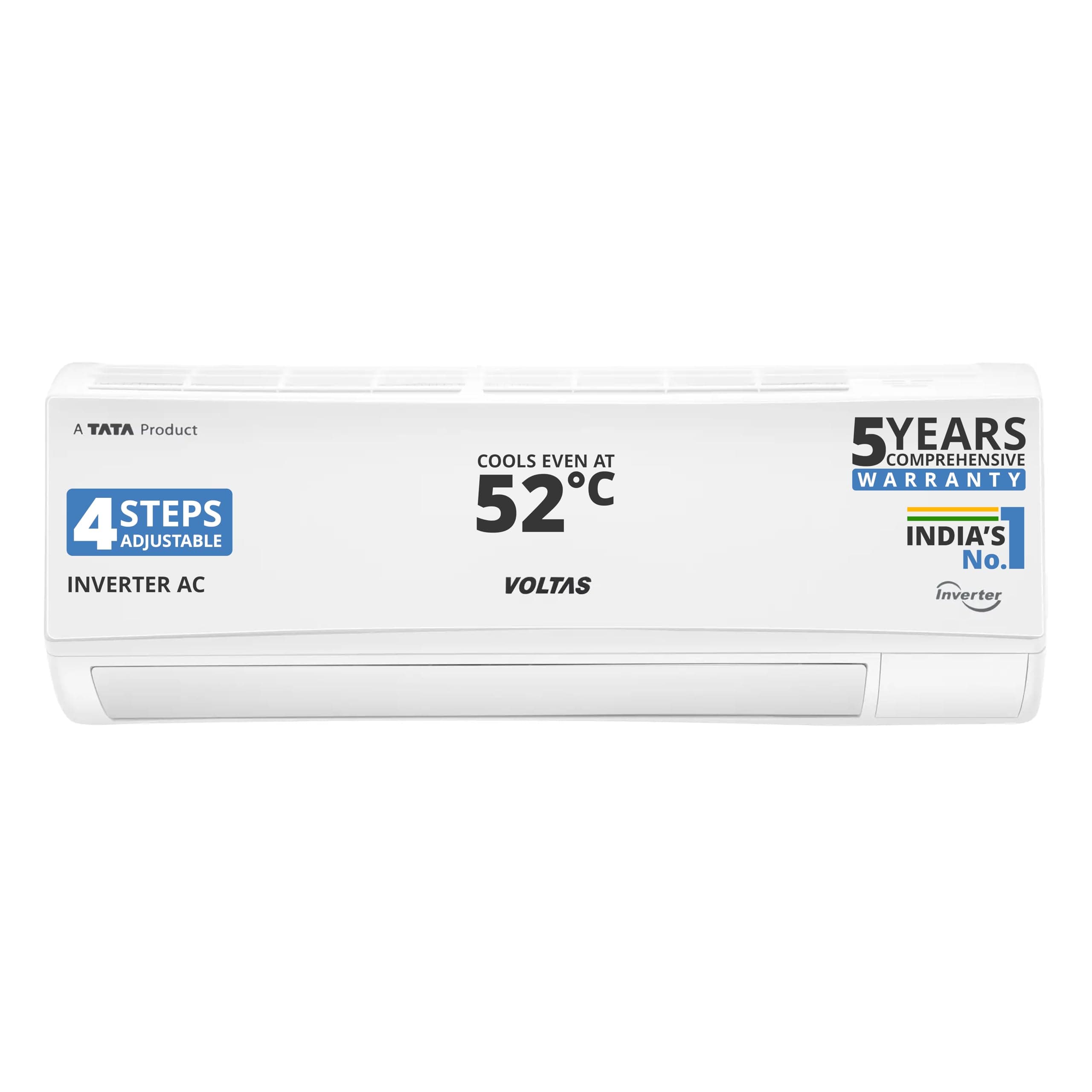 Voltas 1 ton 5 Star, Inverter Split AC (Copper, 4-in-1 Adjustable Mode, Anti-dust Filter, 2024 Model, 125V Vectra CAW, White)