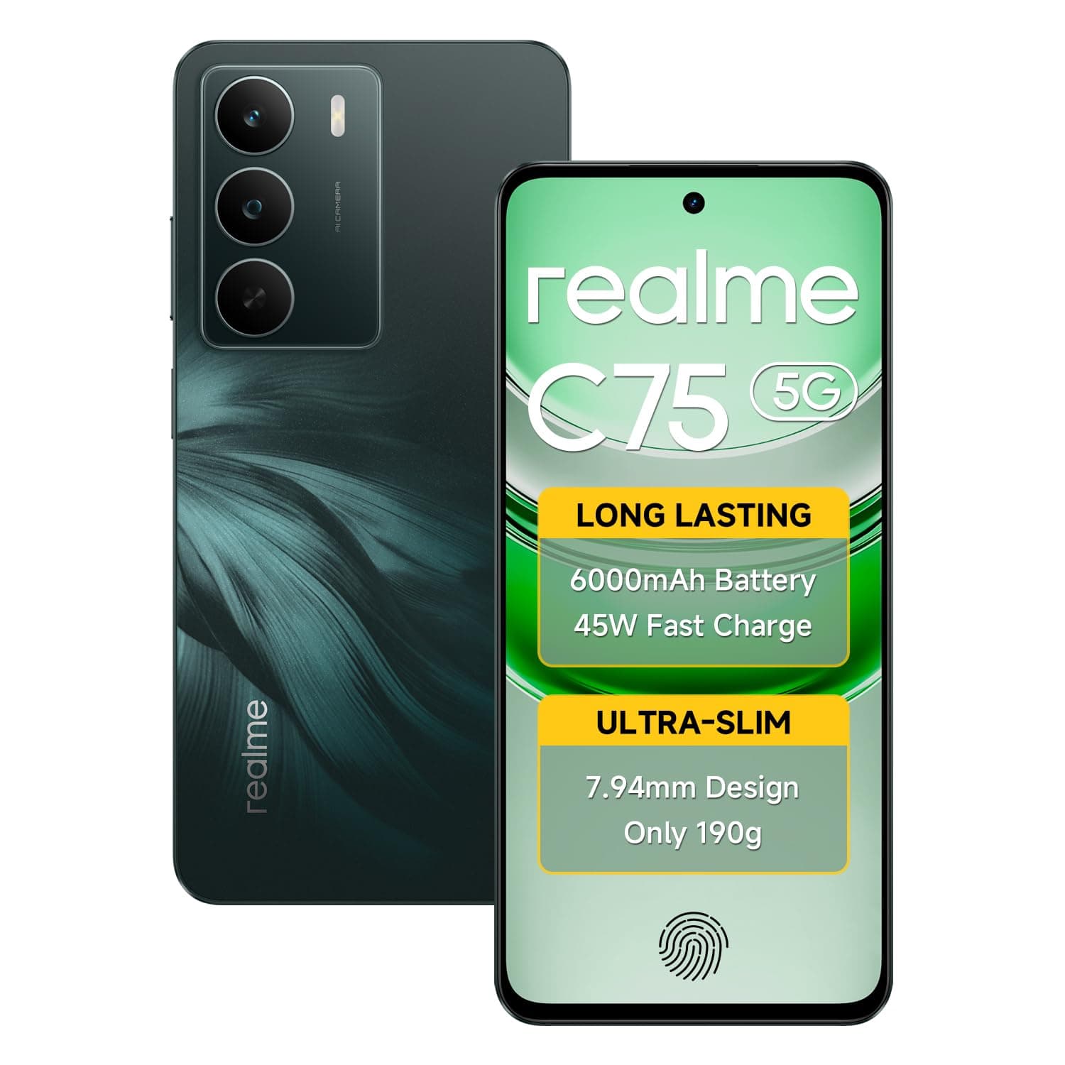 realme C75 5G Smartphone Android 15 Display 6.67" FHD 120Hz 6000mAh Battery 45W Charge 4GB RAM 128GB ROM Dual SIM Support AI Camera Fingerprint WiFi G...