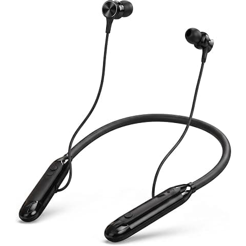 XOME 06 Bluetooth Neckband, Wireless Earphones with 48H Playtime, Deep Bass, Type-C Fast Charging, Magnetic Earbuds & HD Calling Mic, Black