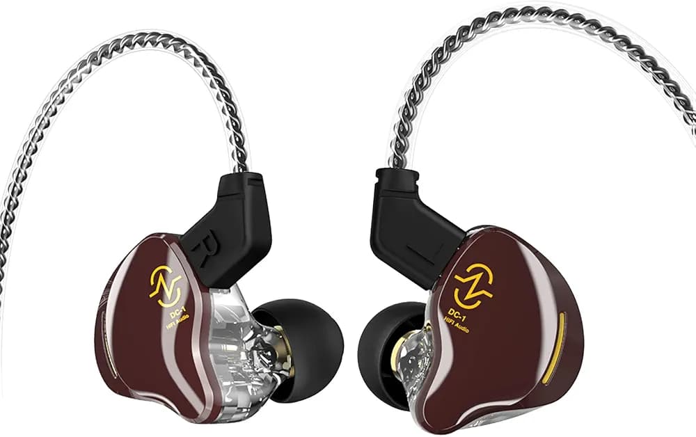 ccz Keephifi Lightweight Headphones Wired, Coffee Bean Ear Monitors, 10mm Dual Magnetic Circuit DD IEM Earphones,HiFi Bass Sound Detachable Cable in Ear for Musicians Singers Drummers(Brown no mic)
