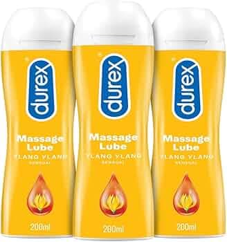 Durex Lube Sensual Massage and Lubricant Gel for Men & Women- 200ml each | Water based lube -Pack of 3