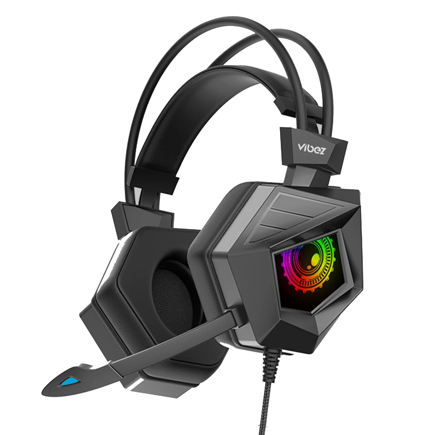 Vibez Gaming Headphones with Mic & Extra Bass| Wired Over Ear Headphones with Noise Cancelling & LED|Stereo Gaming Headset|Compatible with PC, PS4, PS5, Xbox One ( VBPS401 Ninja, 1 Year Warranty, Black)