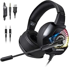 Onikuma K6 RGB Over Ear Gaming Headphone, 7.1 Gaming Headsets with Mic for Xbox, PC, Ps4 (K6 RGB)