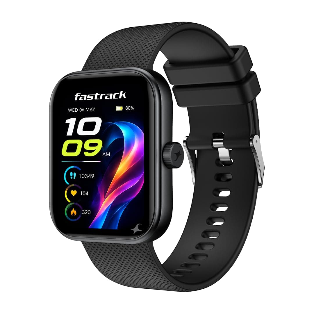 Fastrack Revoltt S1 with 1.83” Ultra UV Sqaure Display with Singlesync BT Calling, Heart Rate, SpO2 & Sleep Tracking,IP68,Nitro Fast Charging,Upto 5 Days Battery- Smart Watch for Man and Woman-Black