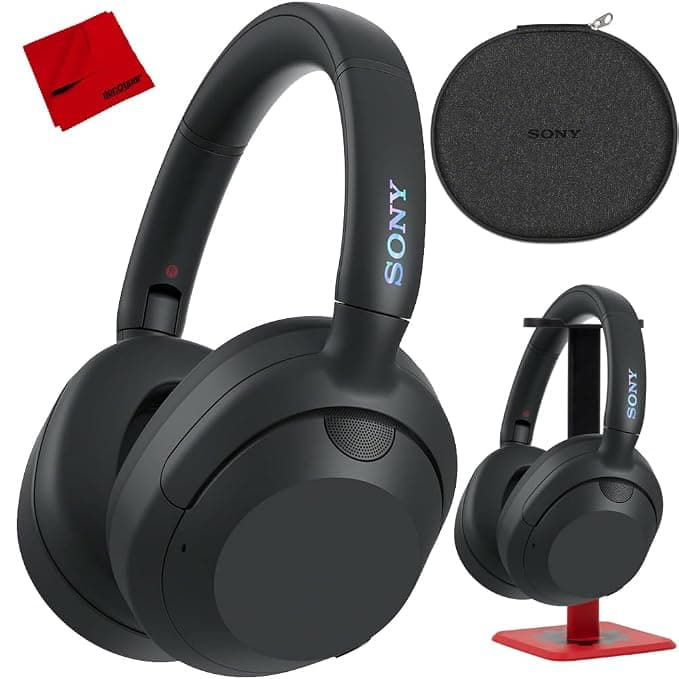 Sony ULT WEAR Exclusive Wireless Noise Canceling Headphones WHULT900N/B Bundle (Black) with Deco Gear Premium Headphone Case & Stand