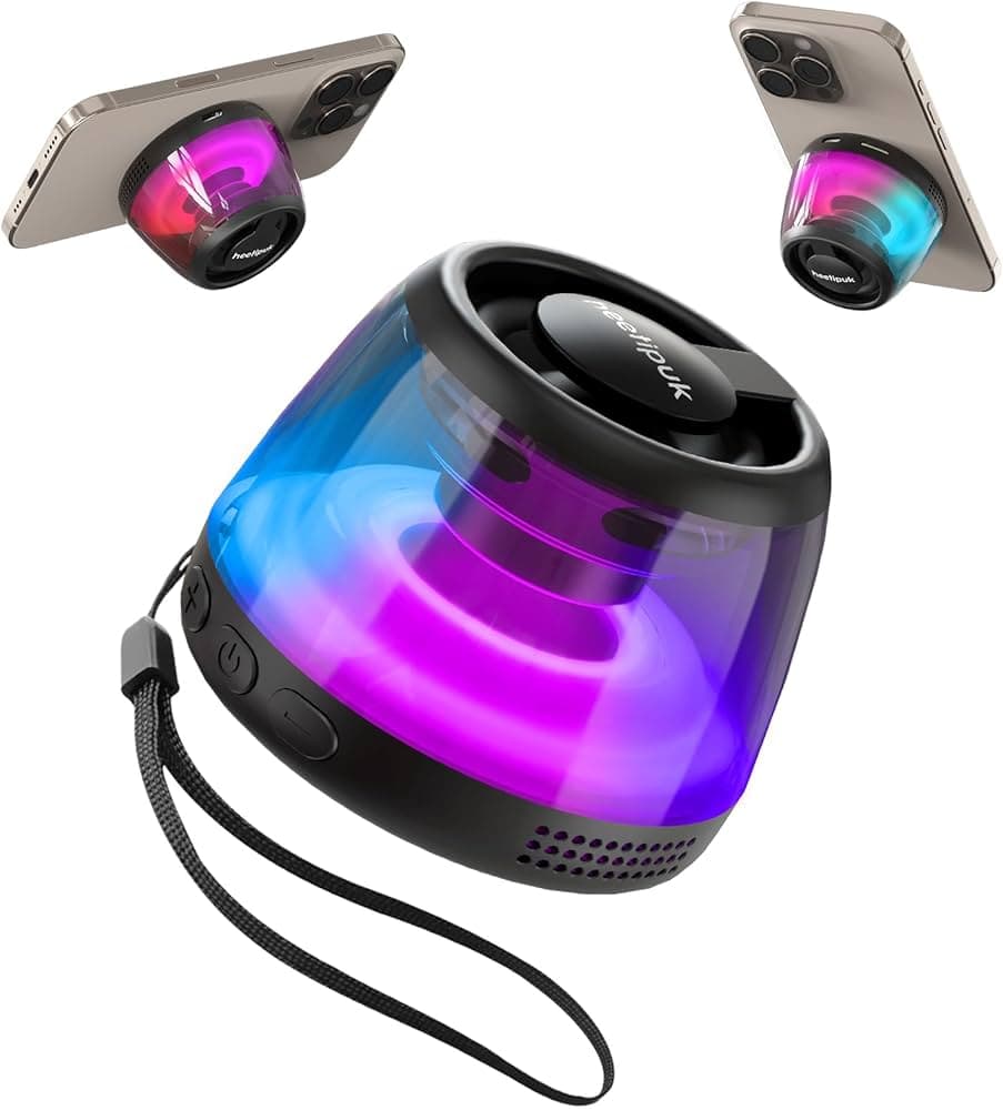 Magnetic Bluetooth Speaker, Portable Mini Bluetooth Speaker Small with Cell Phone Stand, 7H Playtime, 5W Internal-Magnet Loudspeaker,TWS, RGB Light, T...