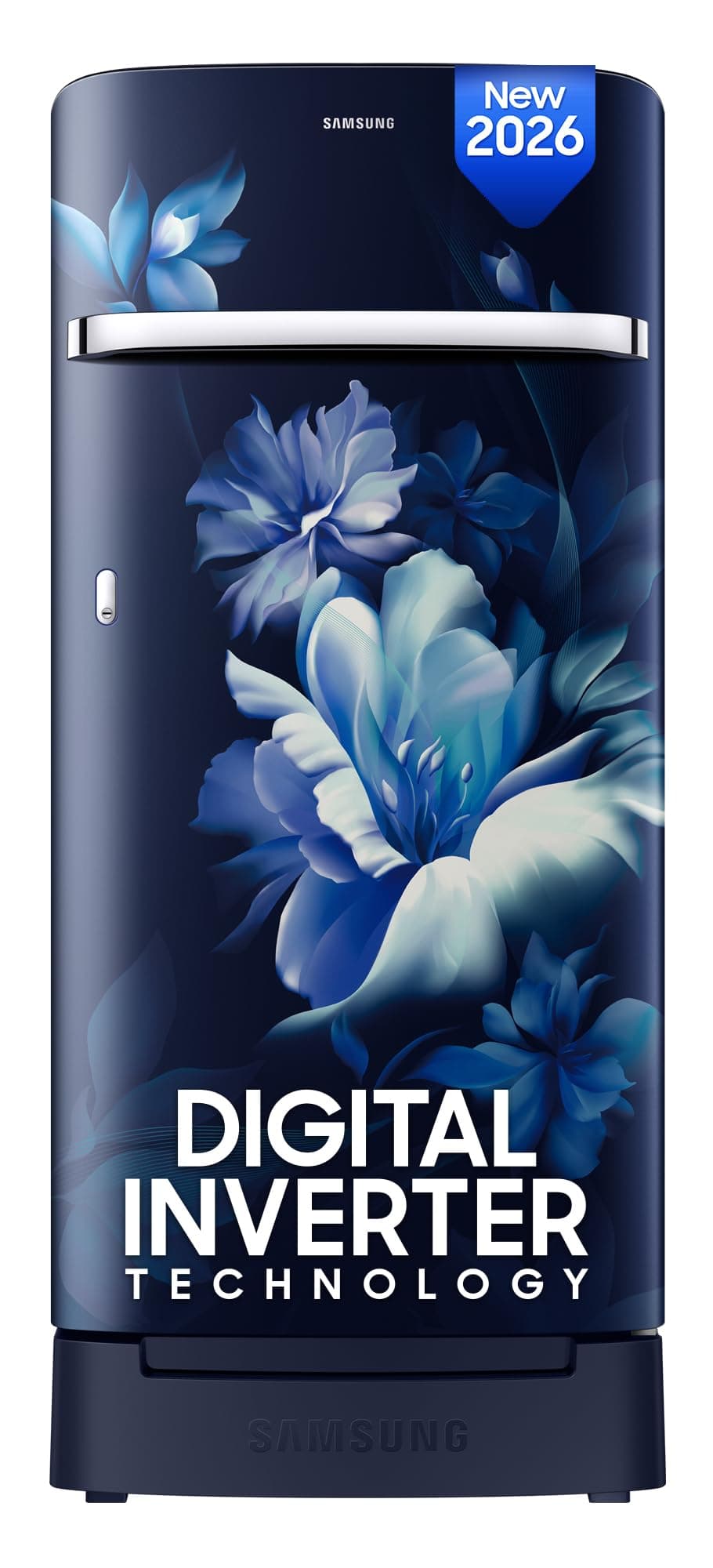 Samsung 189 L, 5 Star, Digital Inverter, Direct-Cool Single Door Refrigerator (RR21H2H25UZ/HL, Midnight Blossom Blue, Base Stand Drawer, Single Touch ...