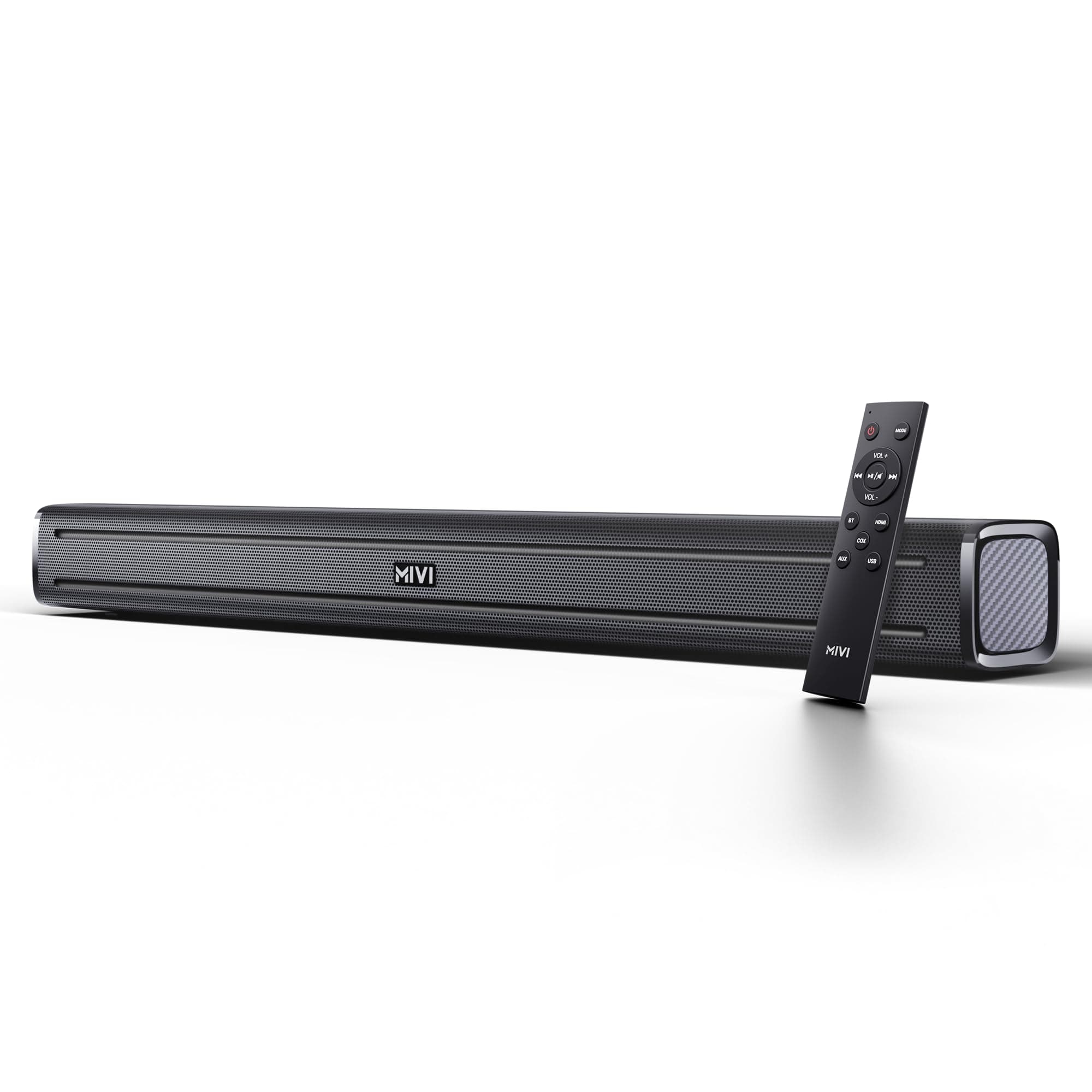 Mivi Fort Q80 Soundbar with 80W Surround Sound, 2.2 Channel soundbar with 2 in-Built subwoofers, Multiple EQ and Input Modes, Remote Accessibility, Bl...