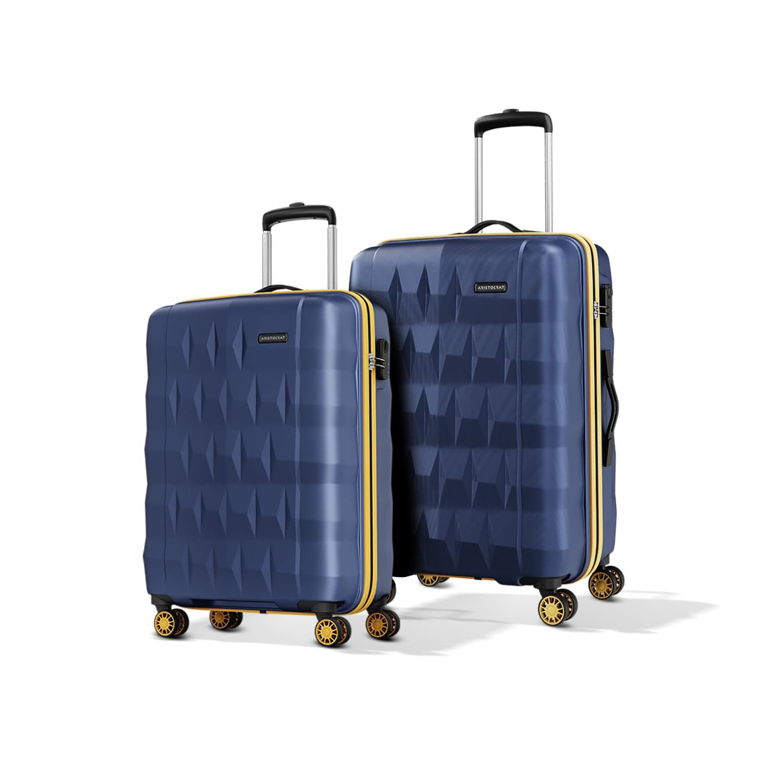 Aristocrat Comet Set of 2 Trolley Bag 56, 66cm | Small+Medium| Hard Luggage| Smooth 8-Wheel Suitcase| Combination Lock with Sturdy Zipper| Full Fabric...