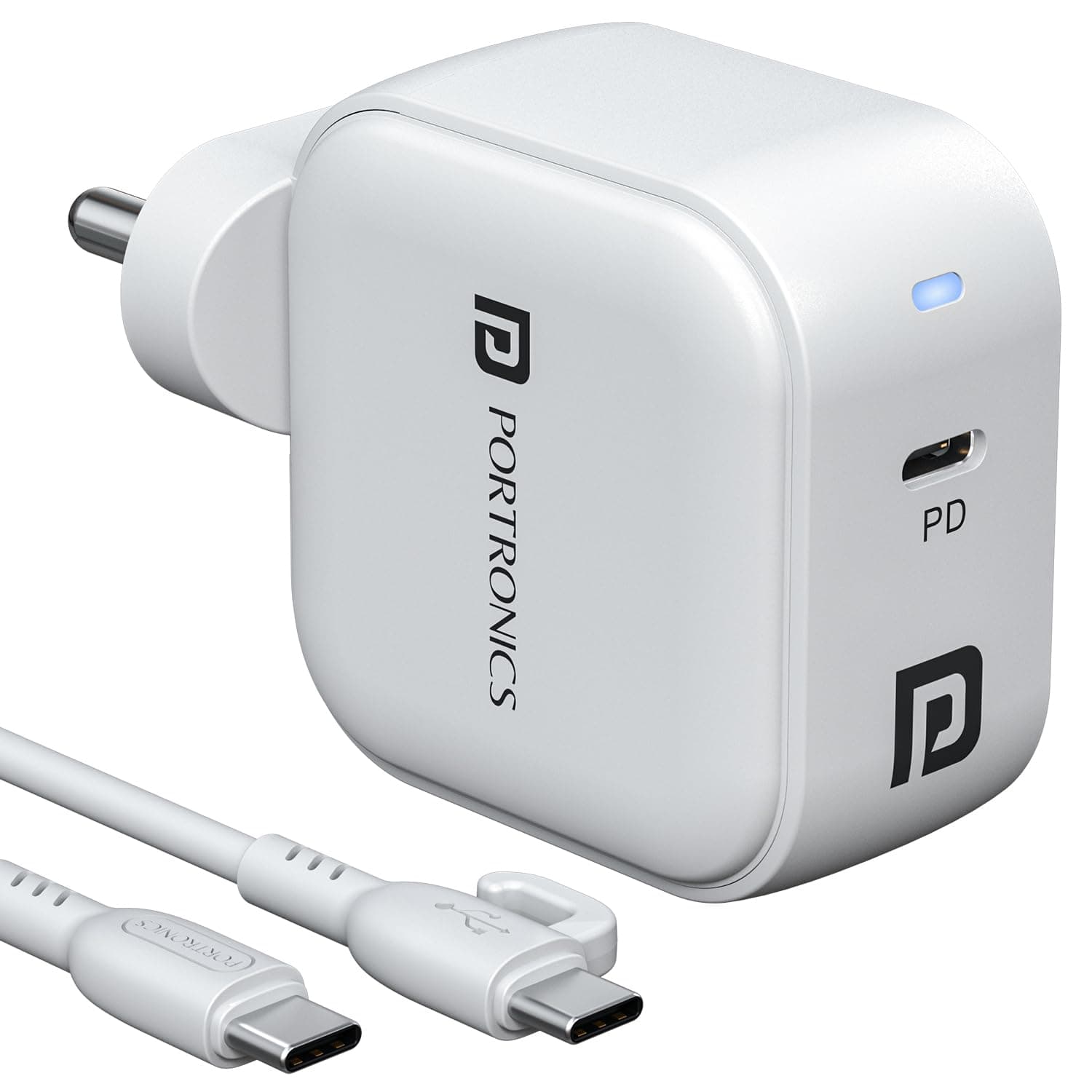 Portronics 45W Adapto 45C Type C SuperFast Charger Adaptor with Type C Cable, Best for Nothing,iPhone,Samsung Galaxy S24/S23/S22/S21/S20 (Ultra/Plus/F...