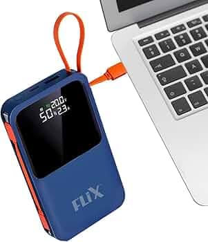 FLiX (Beetel) UltraCharge XPB-P45 20,000mAh 45W QC Power Delivery PPS Power Bank, in-Built Type C & Lightning USB Fast Charging Cables, LED for Chargi...