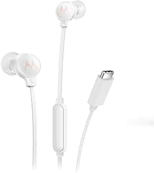 Motorola Earbuds 3C-S Wired Earbuds with Microphone - Corded in-Ear Headphones, Comfortable Lightweight Silicone Ear Buds, Non-Tangle Flat Cable, USB-...