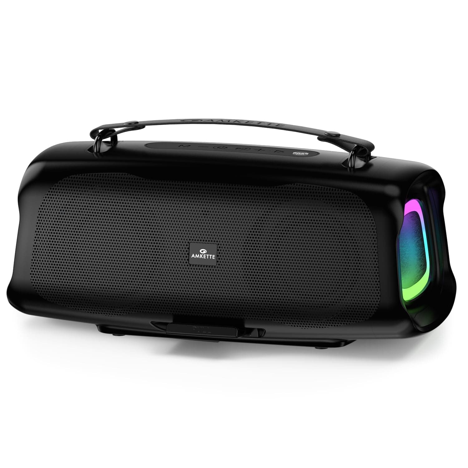 Amkette Boomer RGB Bluetooth Speaker with 30W Rich Sound, Dedicated Bass Boost Mode, 7 Hours Playback, BT,AUX,USB,SD Card, Type-C Charging (Black)