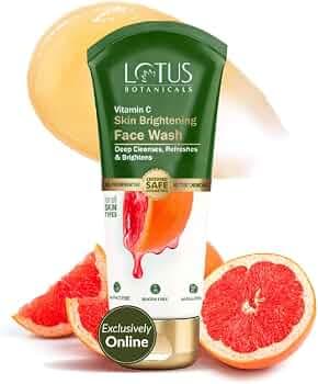 Lotus Botanicals Skin Brightening Face Wash | Vitamin C | Sulphate Free, Silicon Free & Chemical Free | Suitable for All Skin Types | 100ml