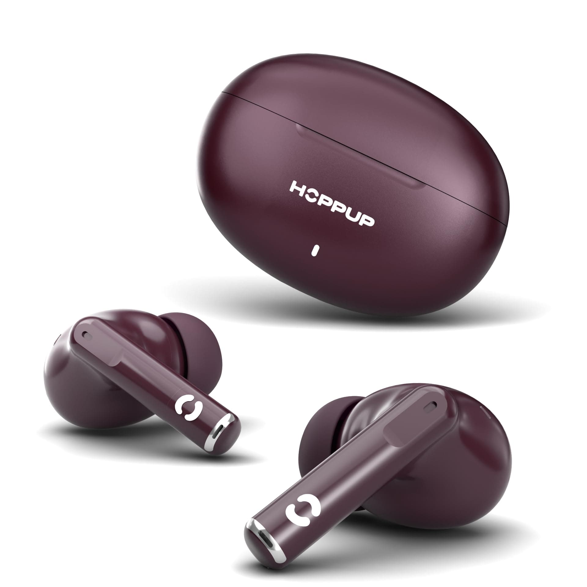HOPPUP AirDoze S40 Earbuds with 13MM Drivers, 40H Playtime, Rage Mode,ENC & Type-C Bluetooth (Wine, True Wireless)