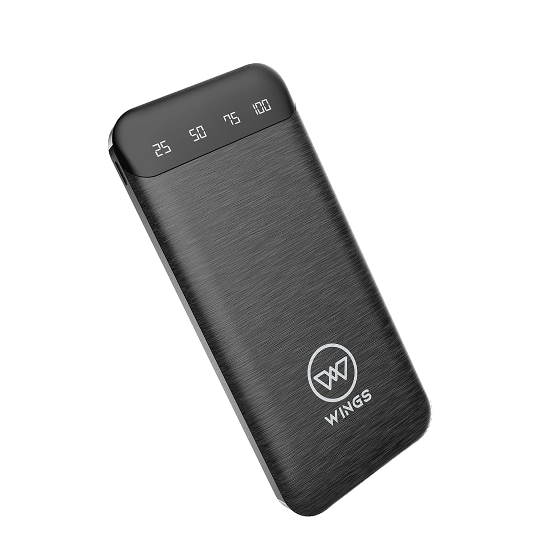Wings Power Boost 10000mAh Powerbank with 12W Fast Charging, Dual Output, Li-Polymer, Multi- Protection Powerbank for iPhone, Android & Other Devices,...