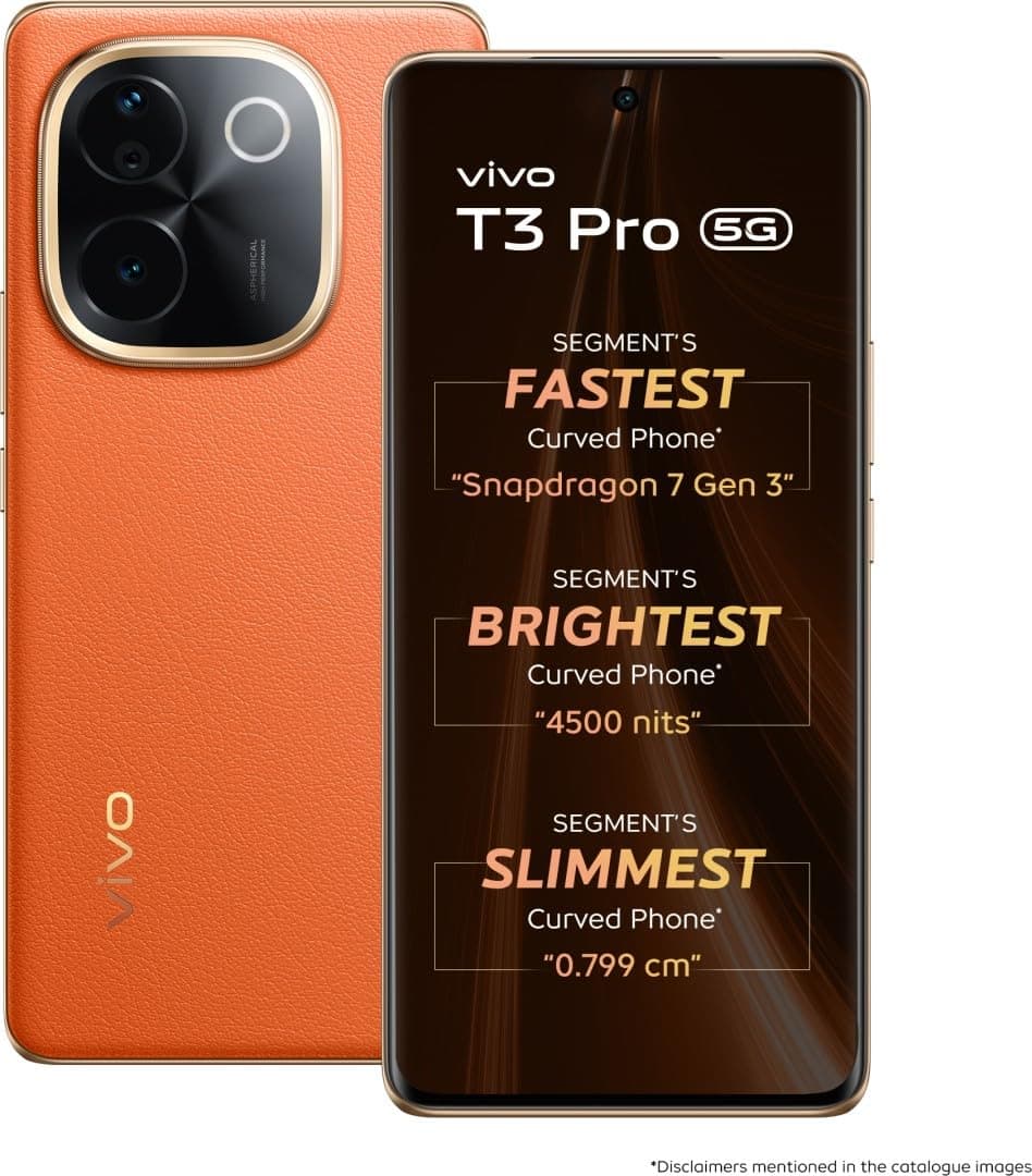vivo T3 Pro 5G (Sandstone Orange, 8GB RAM+ 256GB Storage) Snapdragon 7 Gen 3 Processor | 120Hz AMOLED Display | Dual Nano-SIM | 5500mAh Battery