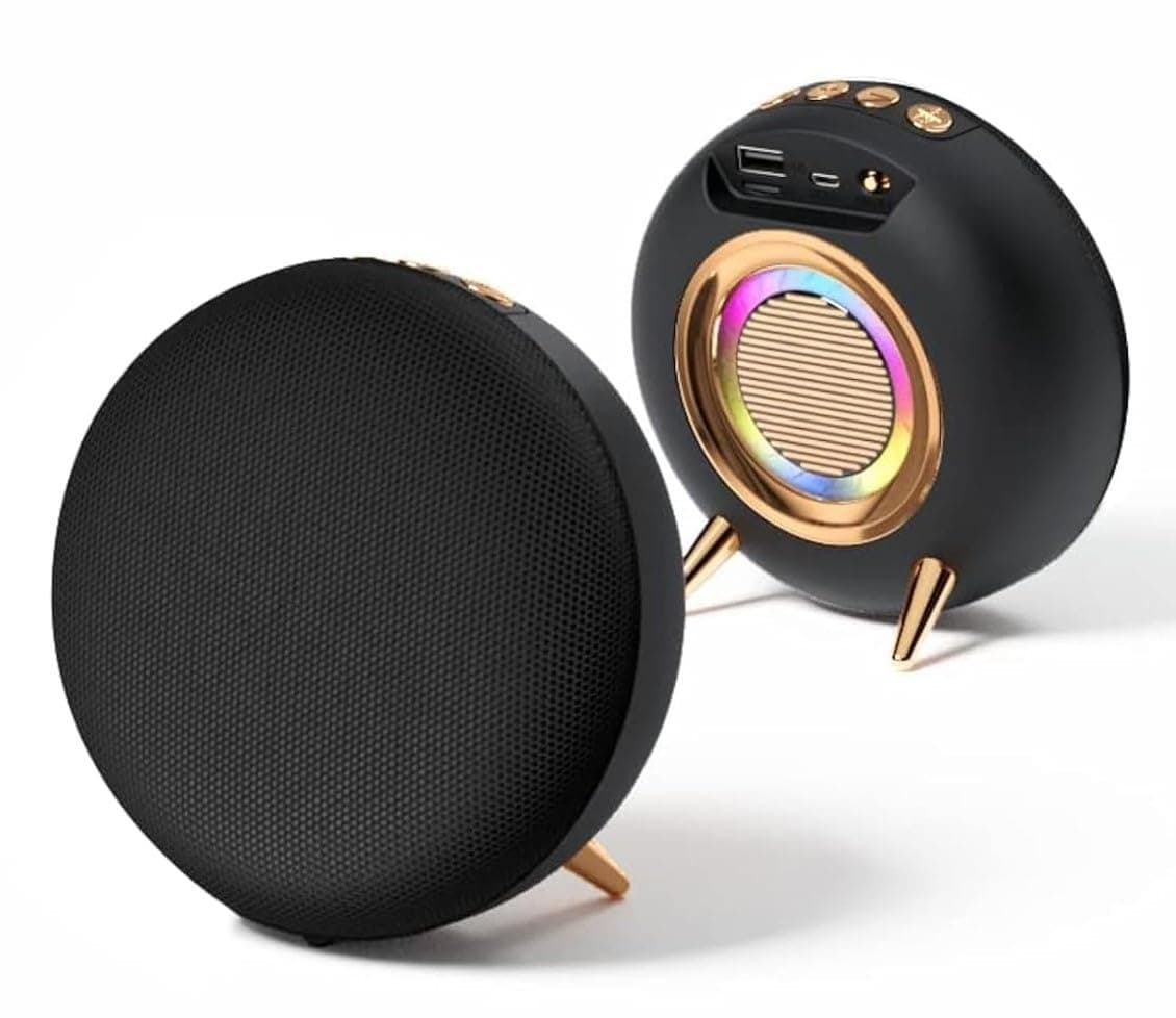 Premium Bluetooth Speaker with 360 Surround Sound, Beat Synced RGB Lights, Upto 10Hrs Playtime, Multi-Playback Modes-BT5.3/TF Card/Aux-in, with Built-...