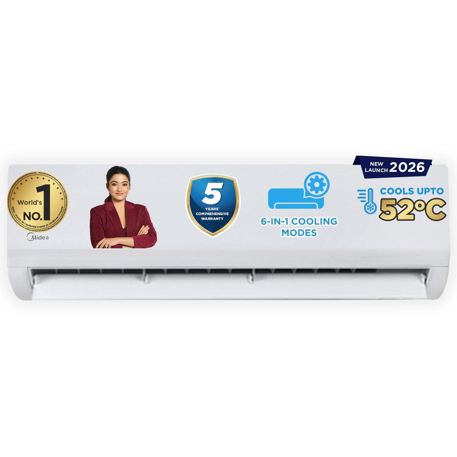 Midea 1.5 Ton 3 Star Inverter Split AC (Copper, Convertible 6-in-1 with Auto Intelligence,Turbo Mode for Faster Cooling, Auto Clean & HD+PM 2.5 Filter...