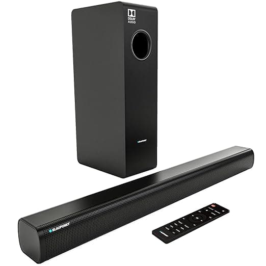 Blaupunkt Germany's SBW04 200 Watt Dolby Soundbar with 8 Inch Subwoofer, 2.1 Channel Surround Sound System with HDMI-ARC, Optical, AUX, Bluetooth and
