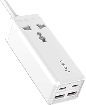 URBN 5-in-1 Power Strip with GaN Technology | 65W Super Fast Charging | Dual USB-C PD + Dual USB-A QC Ports | 1500W Universal Socket | Compact Design ...