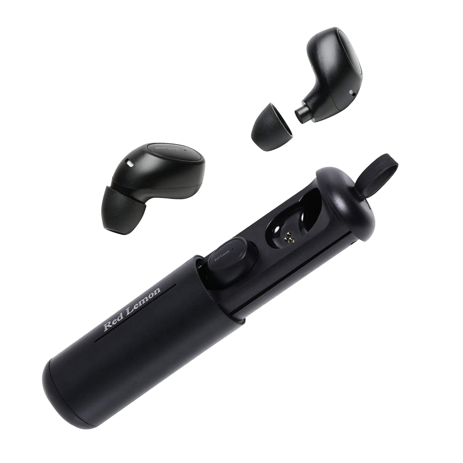 Red Lemon Fusion T500 True Wireless(TWS) Bluetooth v5.0 Earbudwith Charging Case & one Touch Control - Black In-Ear