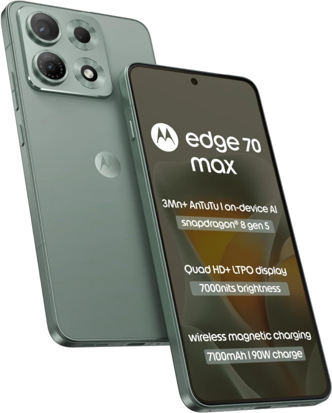 Motorola Edge 70 Max (Pantone Aqua Gray, 8GB RAM, 256GB Storage) | Snapdragon 8 Gen 5 Processor | 50MP + 8MP Dual Camera | 32MP Selfie Camera | 7100mA...