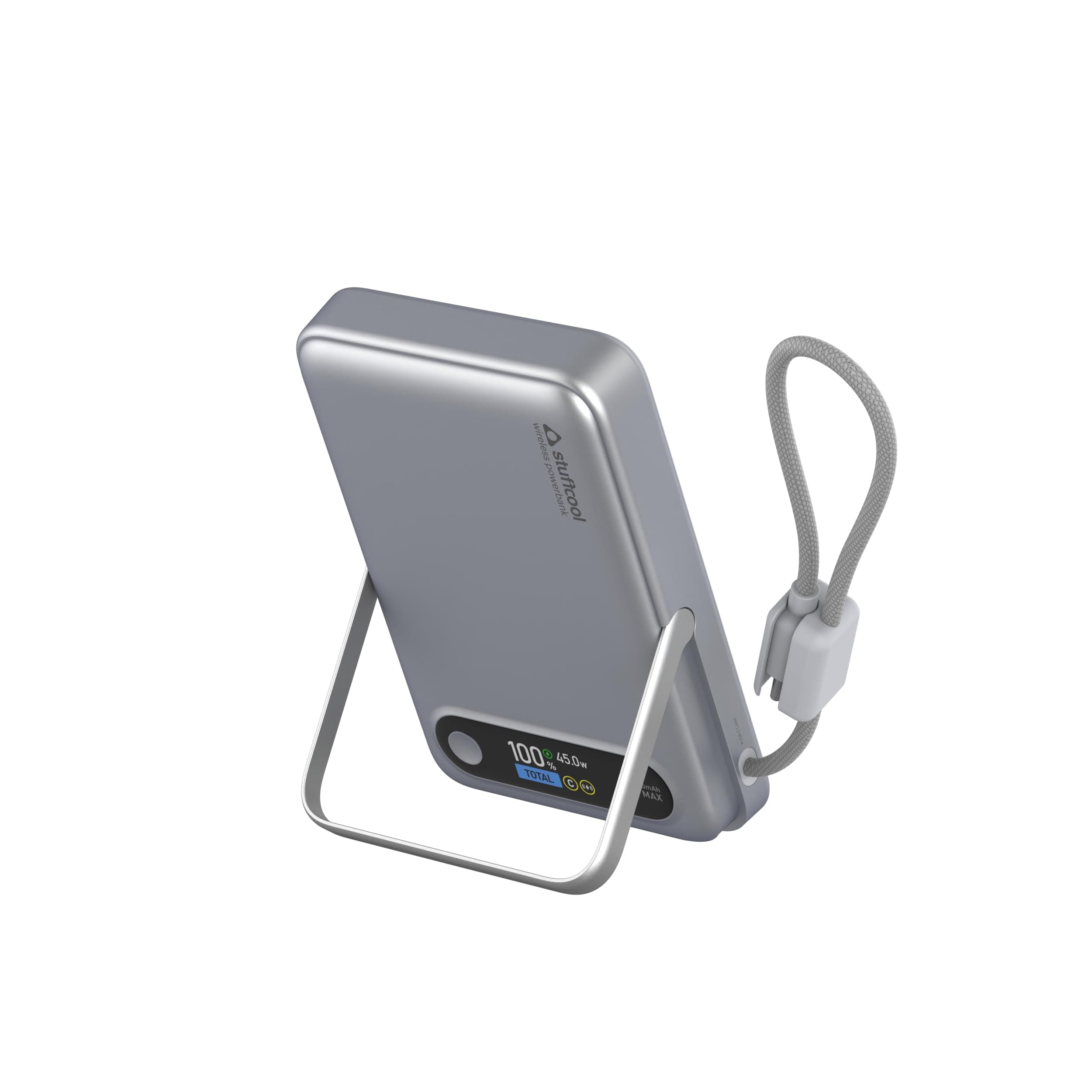 Stuffcool Odin Pro 10000mAh Qi2.2 MagSafe Powerbank, 25W Wireless, 45W PD Wired, Built-in Type-C Cable, Stand & TFT Display, Charges iPhone 18/18 Pro/Duo & Pixel 11 – 50% in 30 Mins Wirelessly