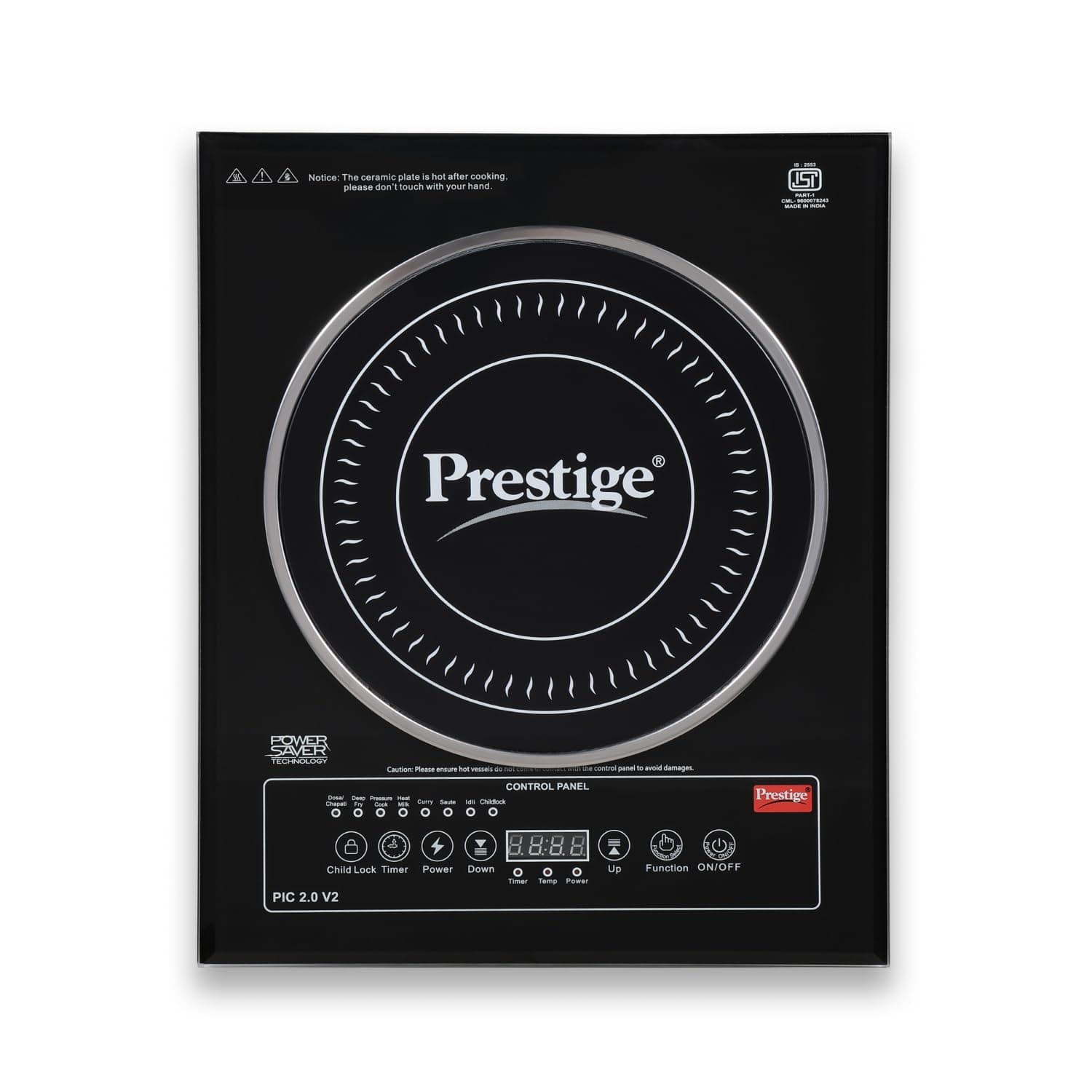Prestige PIC 2.0 V2 2000-Watt Induction Cooktop with Touch Panel