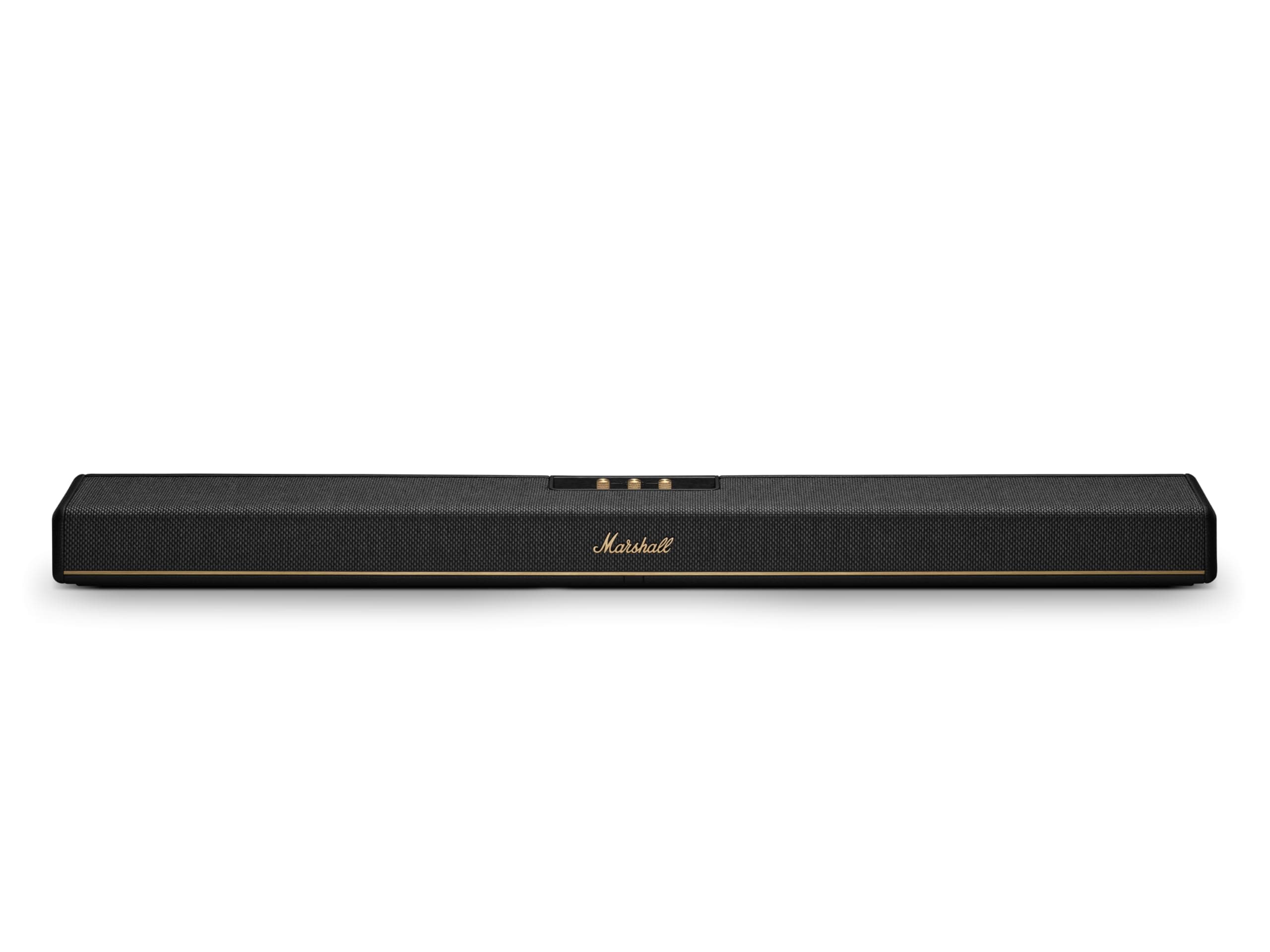 Marshall Heston120 soundbar with Dolby Atmos & DTS:X, Wired & Wireless Subwoofer Connectivity  Dual HDMI, RCA, Bluetooth, WiFi, Google Cast, Spotify, ...