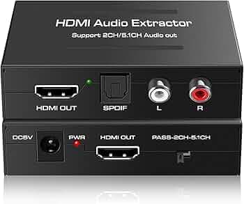 Dacimora HDMI Audio Extractor,HDMI Audio Converter to 3.5mm AUX Audio/Optical 5.1 CH/4k UHD Supports HDCP Dolby Digital DTS 5.1 PCM