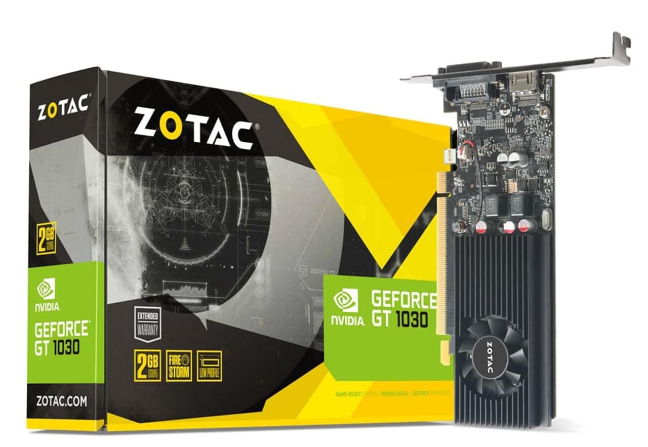 Zotac GeForce GT 1030 2GB GDDR5 Graphics Card with GeForce Experience 64-bit HDMI/DVI Low Profile 1468MHz Clock Speed 5 Years Warranty (3 Years Warran