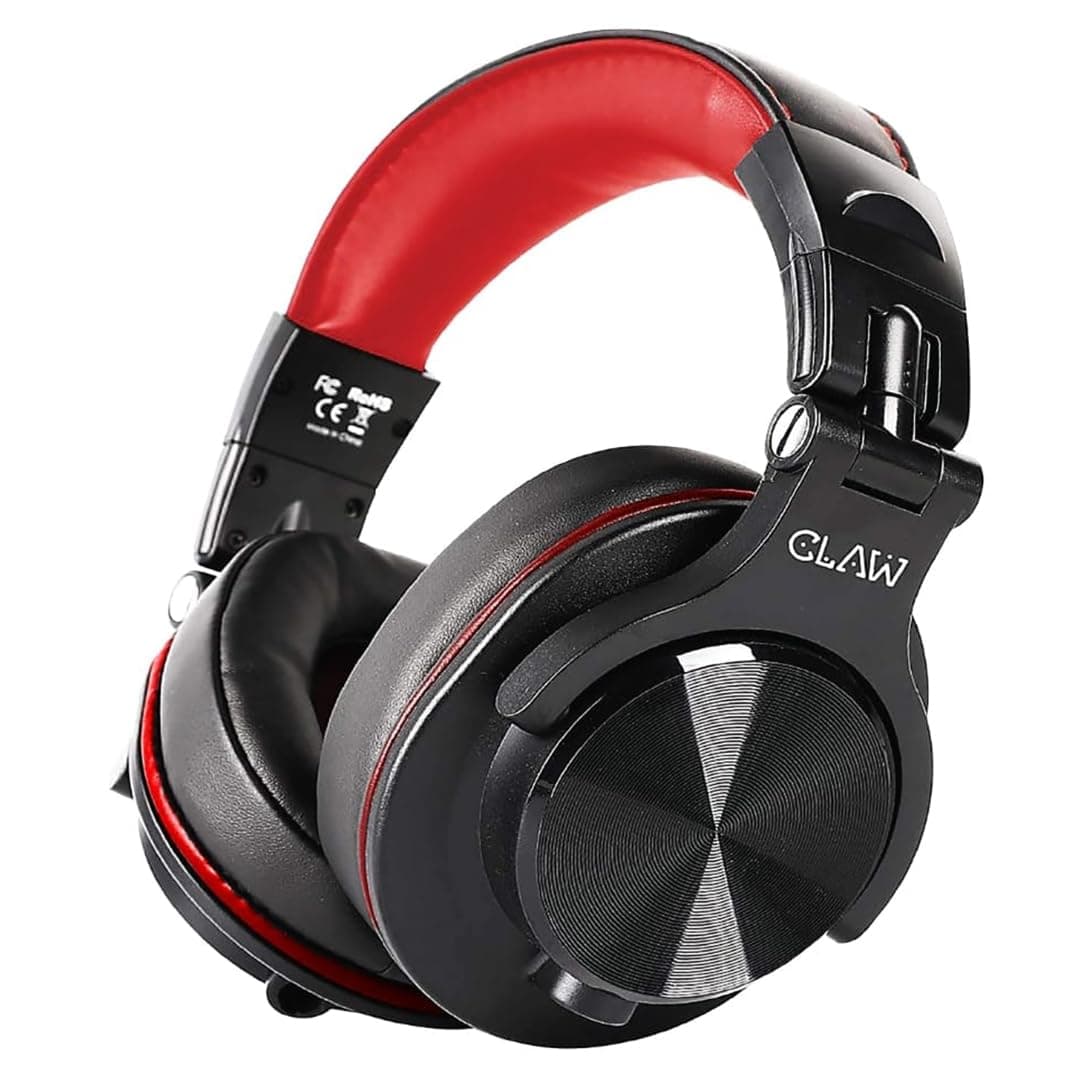 CLAW SM50 Pro Professional Studio Monitoring DJ Wired Over Ear Headphones with 2 Detachable Cables (2.8m Coiled Cable & 1.2m Straight Cable with Mic a...