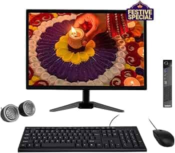 (Refurbished) Lenovo ThinkCentre 19" HD All-in-One Desktop Computer Set (Intel Core i5 4th Gen| 16 GB RAM| 256 GB SSD| 19" HD LED Monitor| KB & Mouse|...
