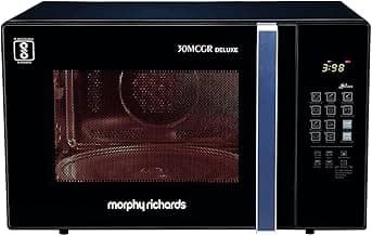 Morphy Richards 30 MCGR Deluxe 30L Convection Microwave Oven with Motorised Rotisserie, 200 Autocook Menus and Child Lock Feature, Black