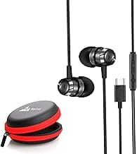 WeCool Mr.Bass Snug Fit Metallic in-Ear Earphones for Mobile with Mic high Bass Headphones for Mobile Wired Earphones with Free Carry Case (Type-C) (C