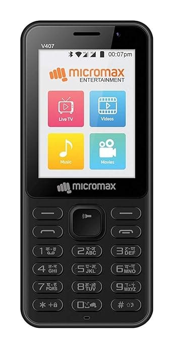 Micromax Bharat 1, V407 (Single Sim 4G), Black Basic Mobiles