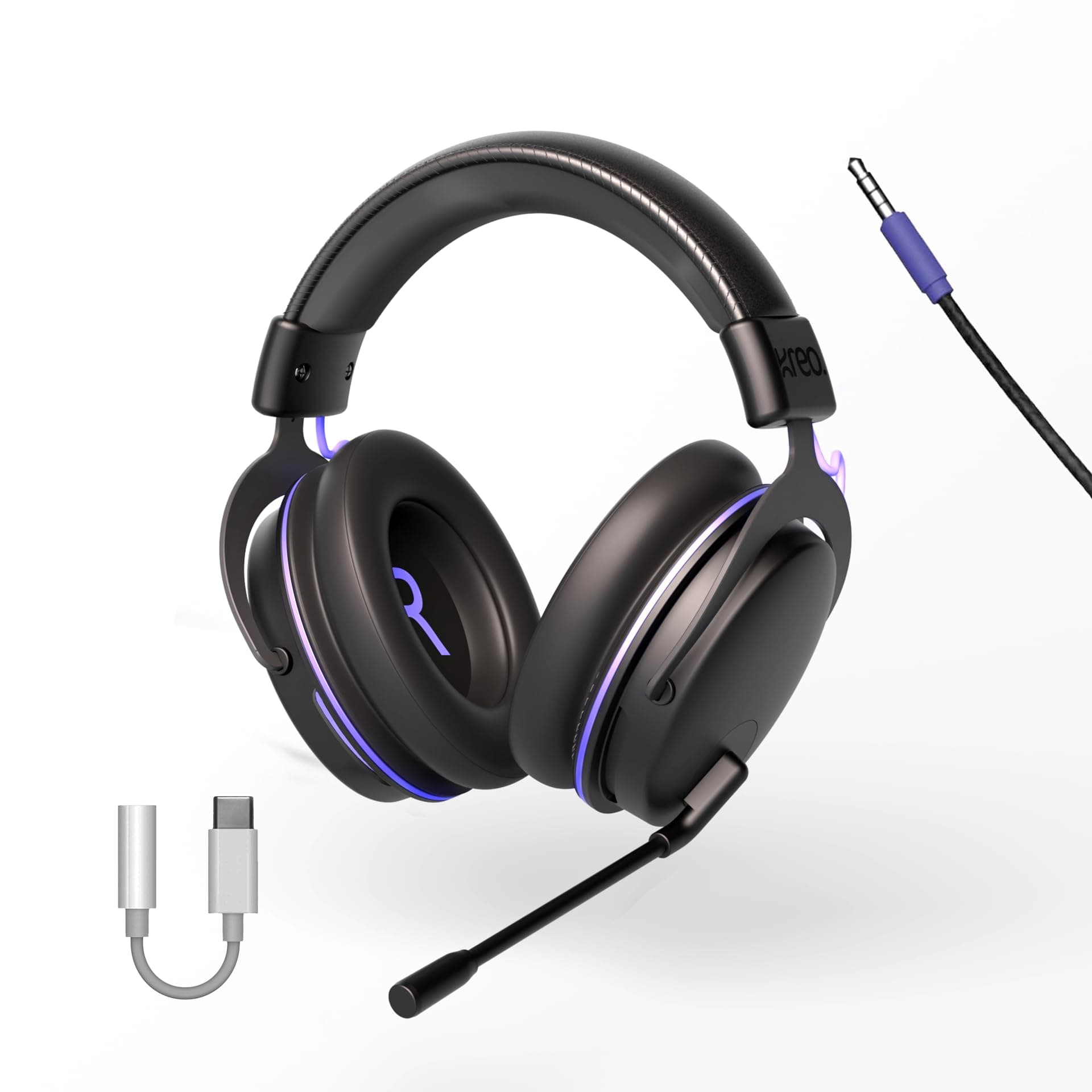 Kreo Beluga V2 Wired Gaming Headset, 53mm Graphene Drivers, Dual Chamber, Flip-to-Mute Mic, Memory Foam Earpads, Lightweight Aluminum Build, PC, PS4, ...