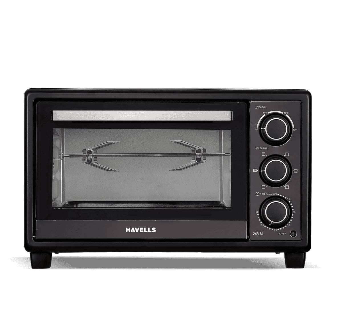 Havells OTG 24R BL - 24 L 1200 Watt Oven Toaster Griller with 60 min timer, Rotisserie, Inner Lamp, Toughened Double Glass Door, 6 Heating Modes, 4 Sk