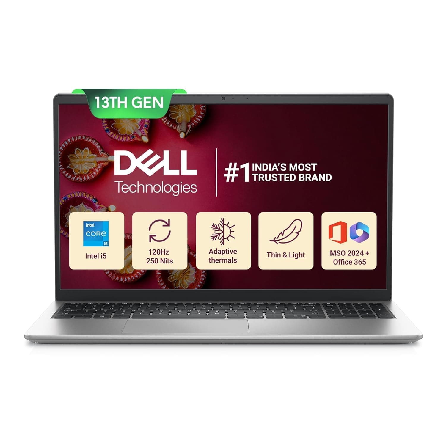 Dell Inspiron 3530, Intel Core i5 13th Gen-1334U,16GB RAM, 1TB SSD, FHD 15.6"/39.62 cm, Win11+MSO'24 (Office 365*) Silver, 1.62kg, Backlit Keyboard,12...