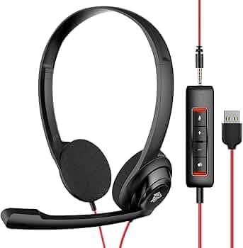 NUBWO USB Headset with Microphone for Laptop PC, headphones with Noise Cancelling Microphone for Computer, On-Ear Wired Office Call Center Headset for...