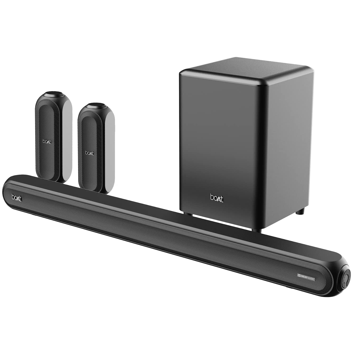 boAt Newly Launched Aavante Bar 3200D Soundbar with Dolby Audio,350W RMS Signature Sound,5.1 Channel,3D Surround Sound,Dual Wireless Rear Speakers&Master Remote(Premium Black)(Premium Black)
