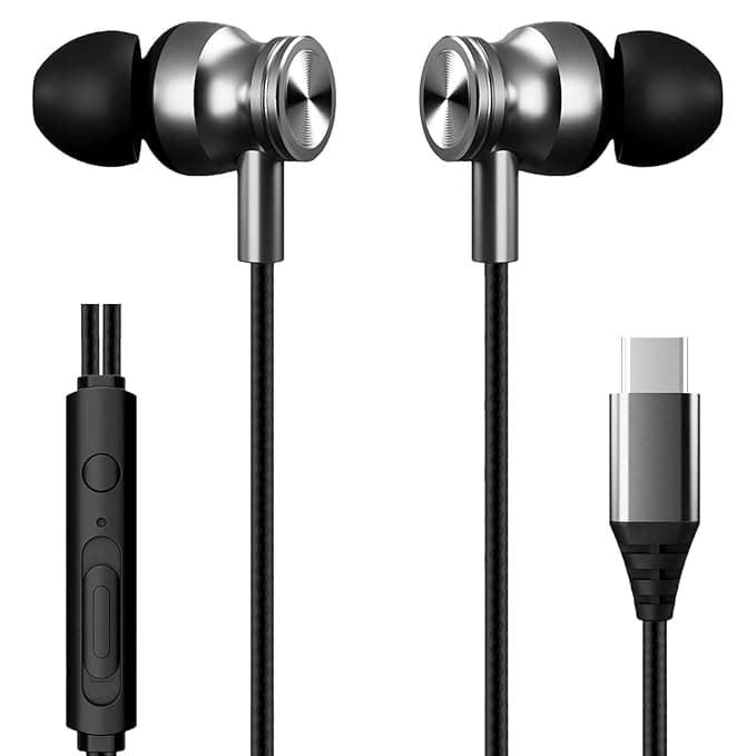 (Refurbished) Kratos Thump Plus Type C Earphone, 13mm Bass Drivers, Inline Control, IPX5 Water Resistant, Comfort Fit C Type Earphones with Volume Control, Metallic