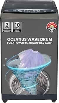 Haier 8 Kg 5 Star Oceanus Wave Drum Fully Automatic Top Loading Washing Machine (HWM80-826DNZP, Titanium Grey, 2024, Fuzzy Control)