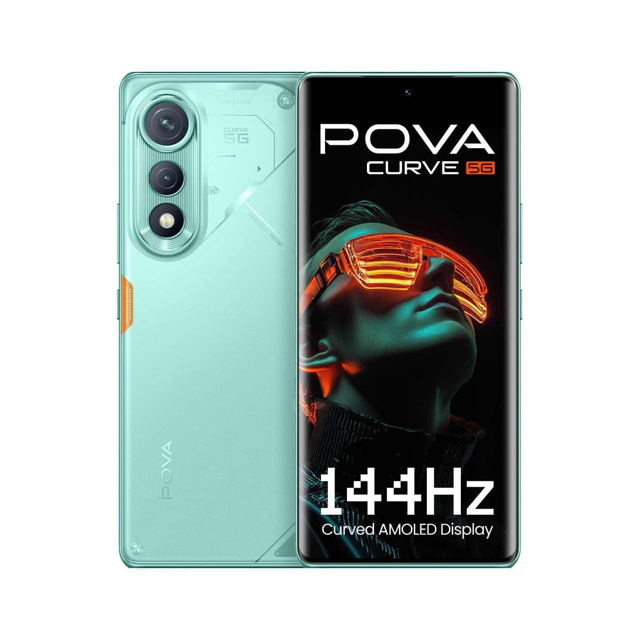 TECNO POVA कर्व्ह 5G (निऑन सायन, 8GB+128GB) | 144Hz कर्व्ह AMOLED | 5500mAh बॅटरीसह स्लिम 7.45mm कर्व्ह | सेगमेंटचा पहिला AI भारतीय भाषांसह | सर्वोत्कृष्ट AI कॉल सहाय्यक | 64MP IMX682 मागील कॅमेरा