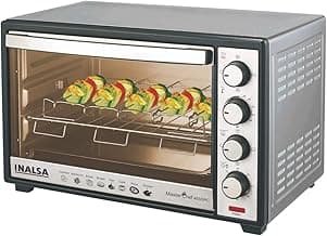 Inalsa Oven MasterChef 46SSRC OTG (46L) with Motorised Rotisserie and Convection, 2000W, 4 Stage Heat Selection, Stainless-Steel Finish| Suitable For 