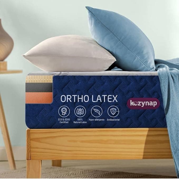 Kozynap Pure Natural Latex Ortho Hybrid Memory Foam Mattress 15 Years Warranty 100 Days Free Trial Back Pressure Relief High GSM Knitted Orthopedic Support Mattress (King Size 78x72x10 Inch)